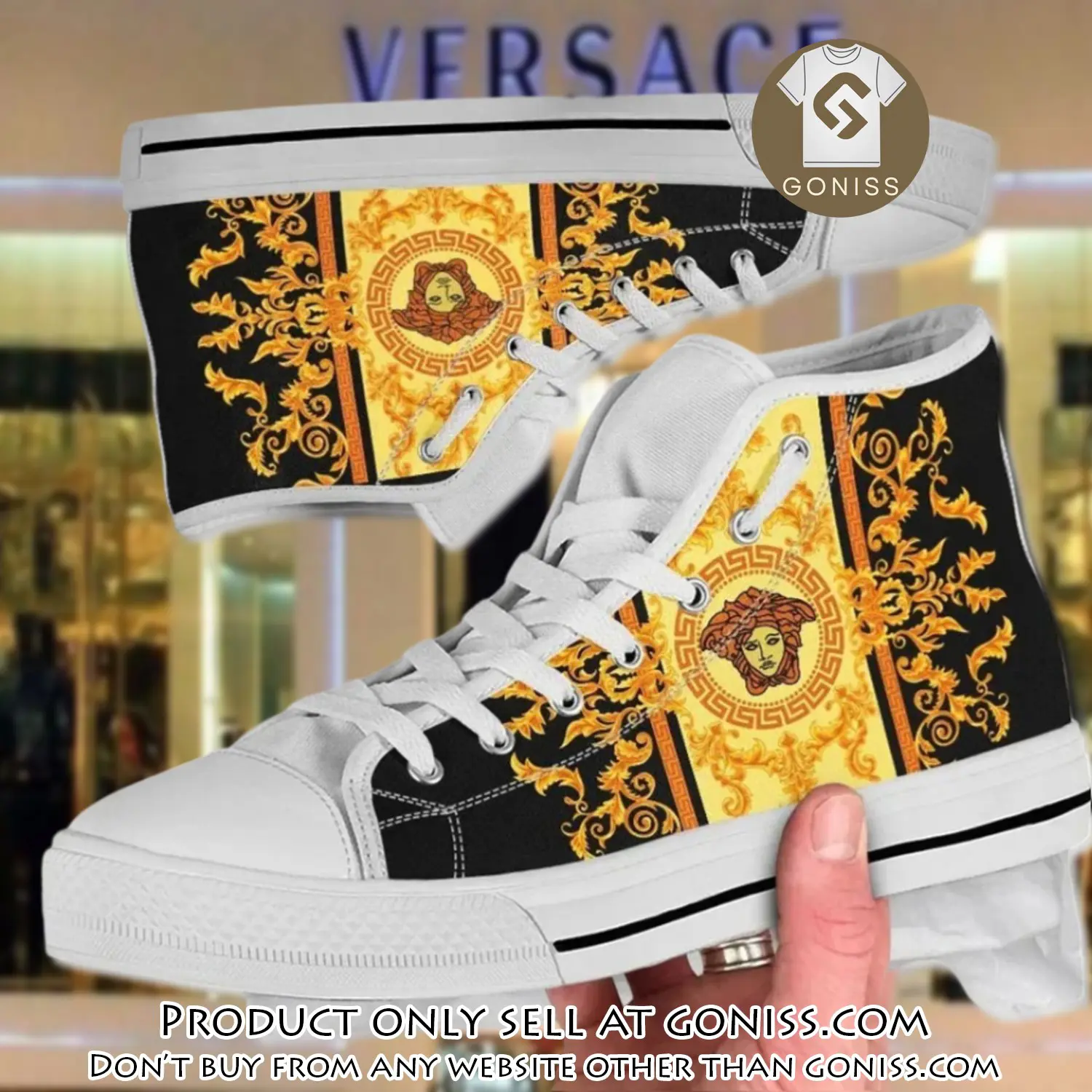 Versace medusa gold high top canvas shoes luxury brand gifts for men women gn5744513